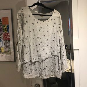 Partially sheer pullover blouse
